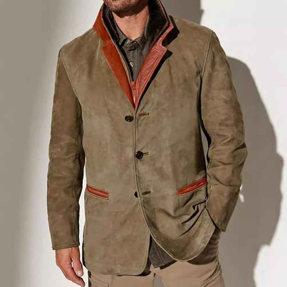 Herren elegante Wildlederjacke mit Kontrastdetails Echoarchiv