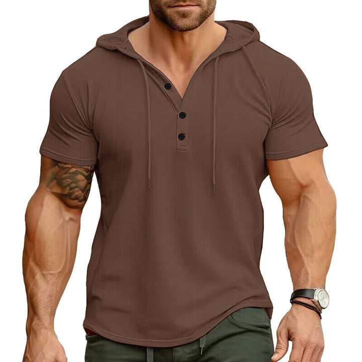 Herren Kurzarm-Hoodie mit Knopfleiste Echoarchiv