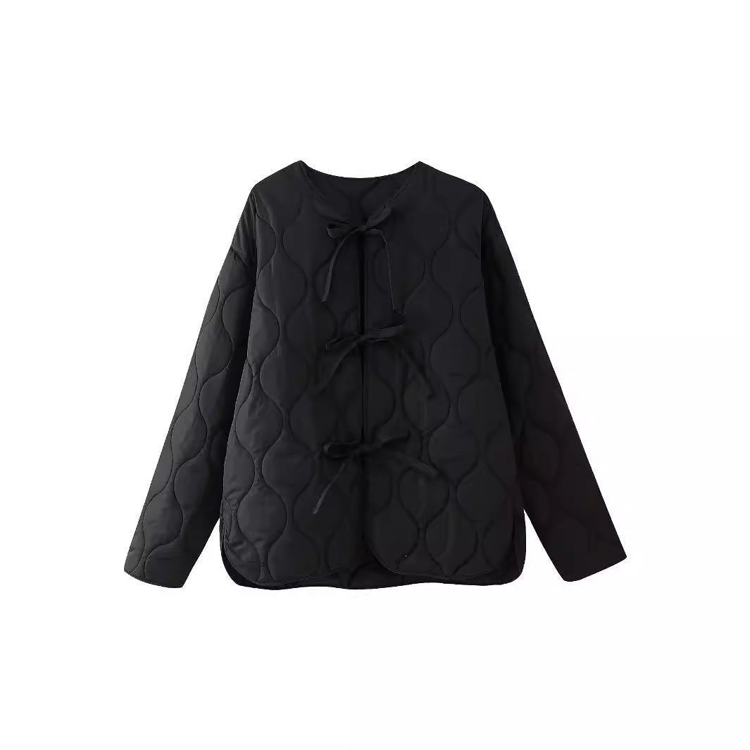 Damen geometrisch gesteppte Oversize-Linerjacke ohne Kragen Echo Archiv