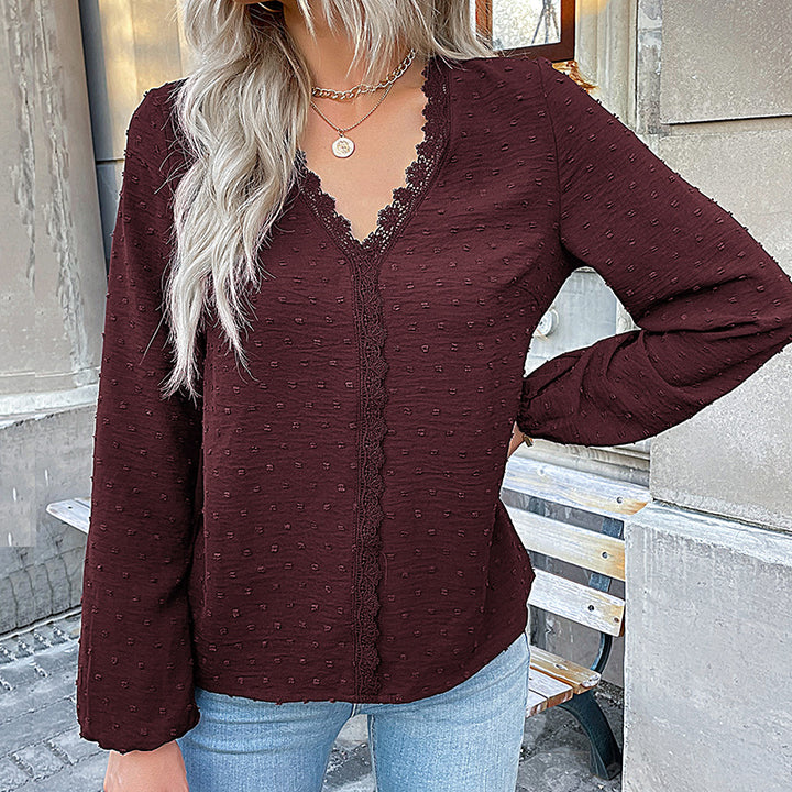 Damen Elegante Bluse mit Rüschendetails und Spitzenakzent Echo Archiv
