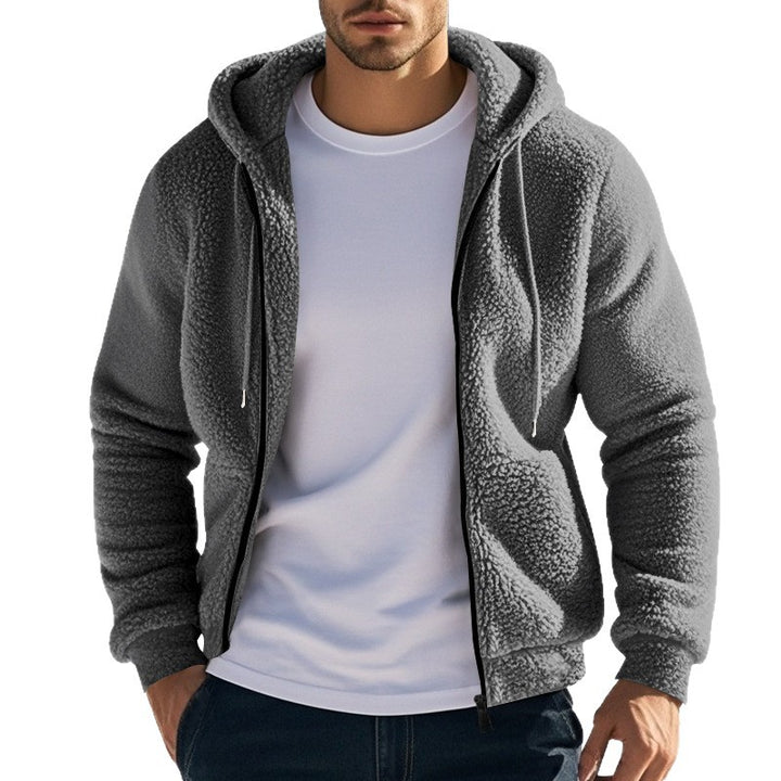 Herren Teddy-Fleece-Kapuzenjacke mit durchgehendem Reißverschluss und Kängurutaschen Echoarchiv