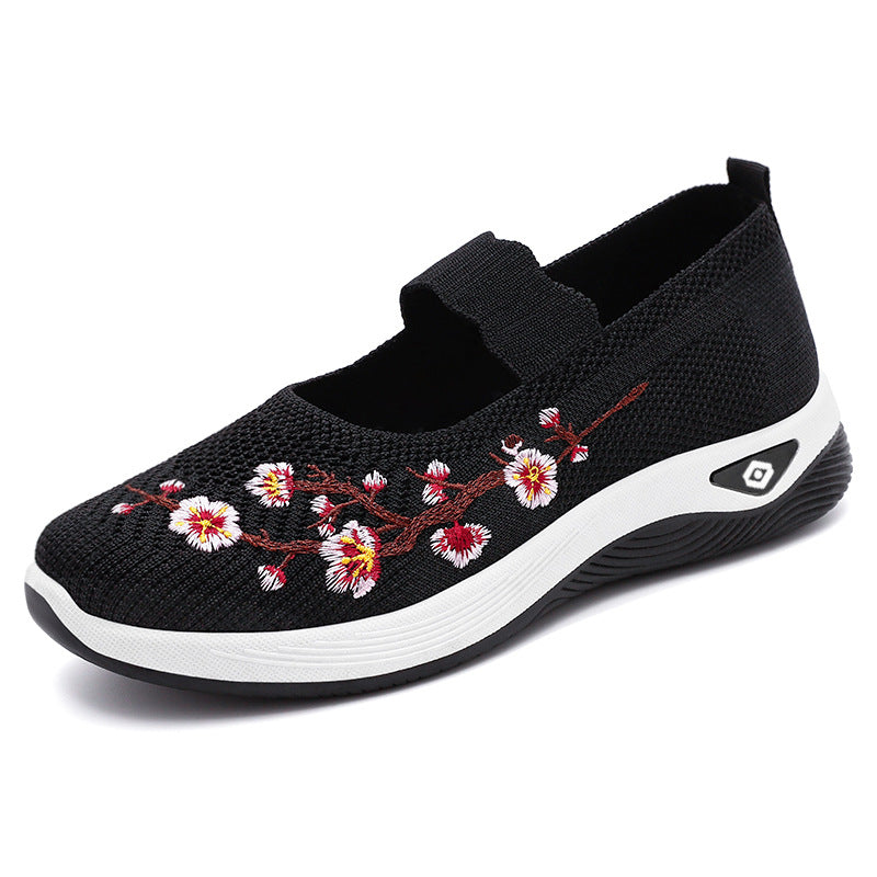 Damen Sportliche Slip-On Sneakers mit floralem Stickdesign Echo Archiv