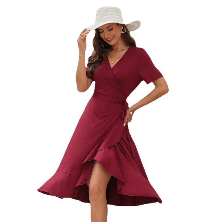 Damen Elegantes Wickelkleid mit schwungvollem Saum und praktischen Seitentaschen Echoarchiv