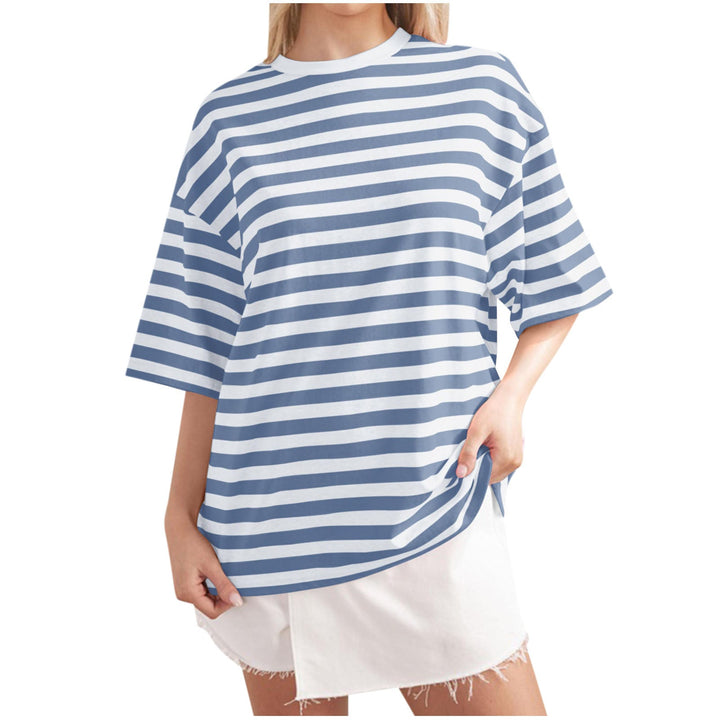 Damen Lässiges Oversized T-Shirt mit breiten Streifen Echoarchiv