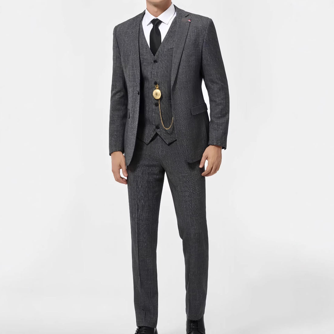 Herren Eleganter Anzug mit Weste und Anstecknadel – Montaro
