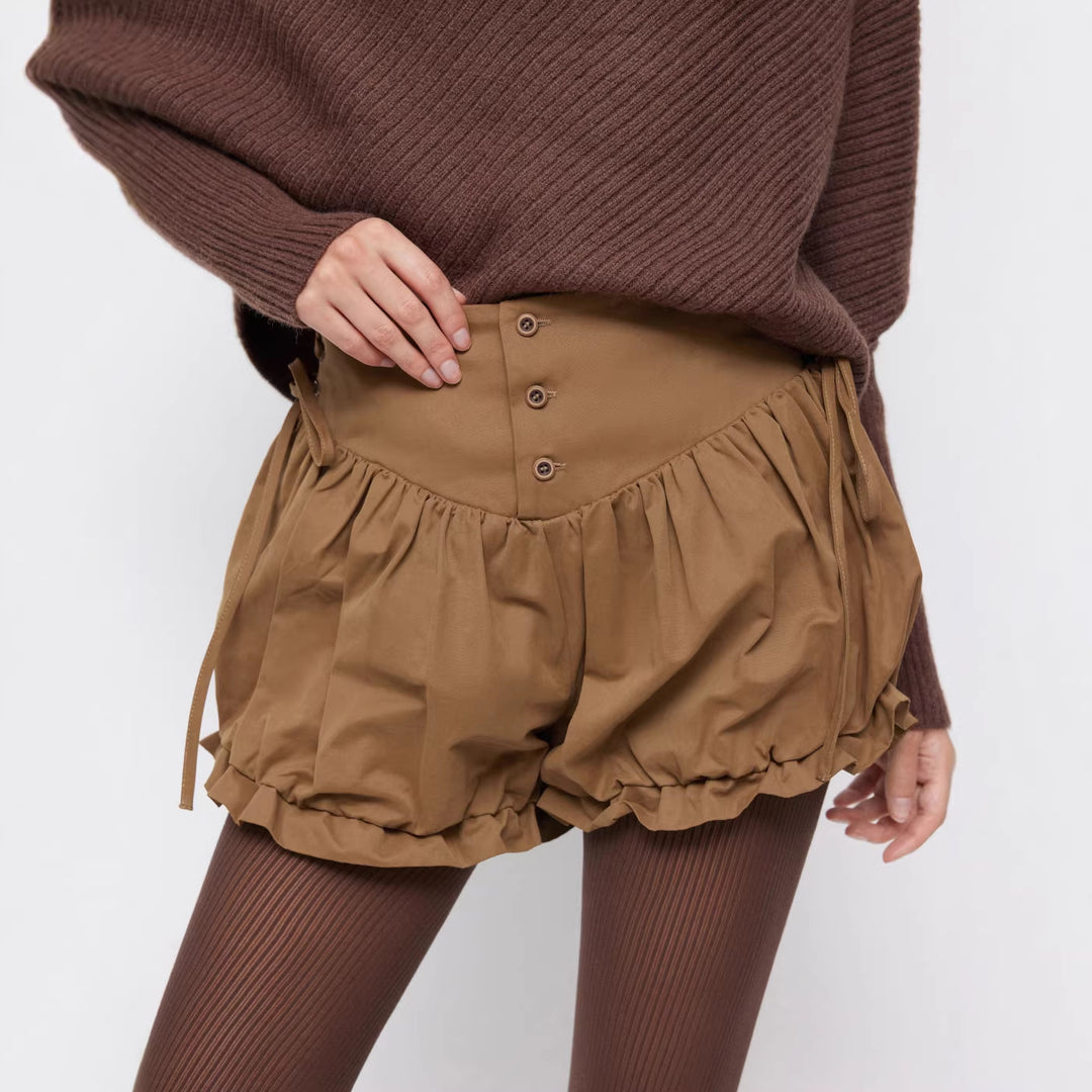 Damen modische Rüschen-Shorts mit hohen Bund und verstellbaren Kordeln Echo Archiv