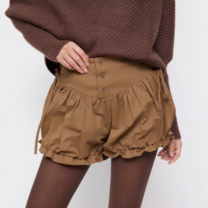 Damen modische Rüschen-Shorts mit hohen Bund und verstellbaren Kordeln Echo Archiv