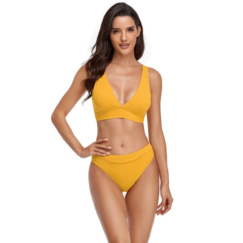 Damen Bikini-Set mit sportlichem V-Ausschnitt und hohem Taillenslip Echo Archiv