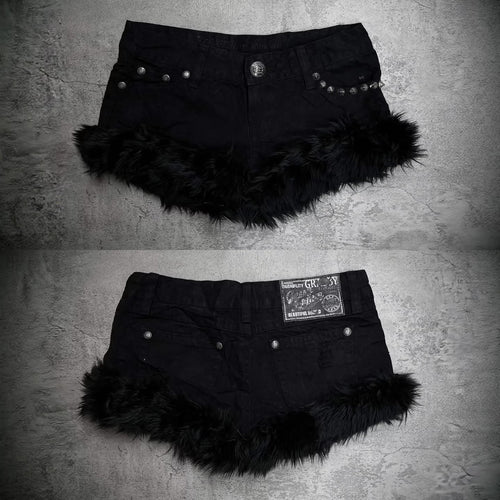 Damen Kurze Jeans mit flauschigen Saum Echo Archiv