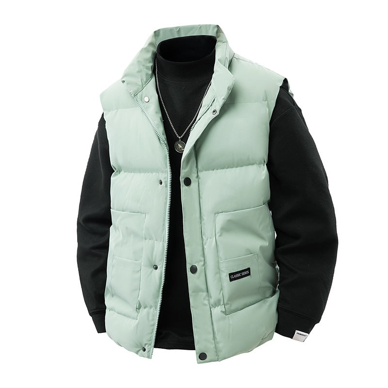 Herren Thermo‑Steppweste mit hoher Kragenblende, Druckknopf‑Front & aufgesetzten Utility‑Taschen Echoarchiv
