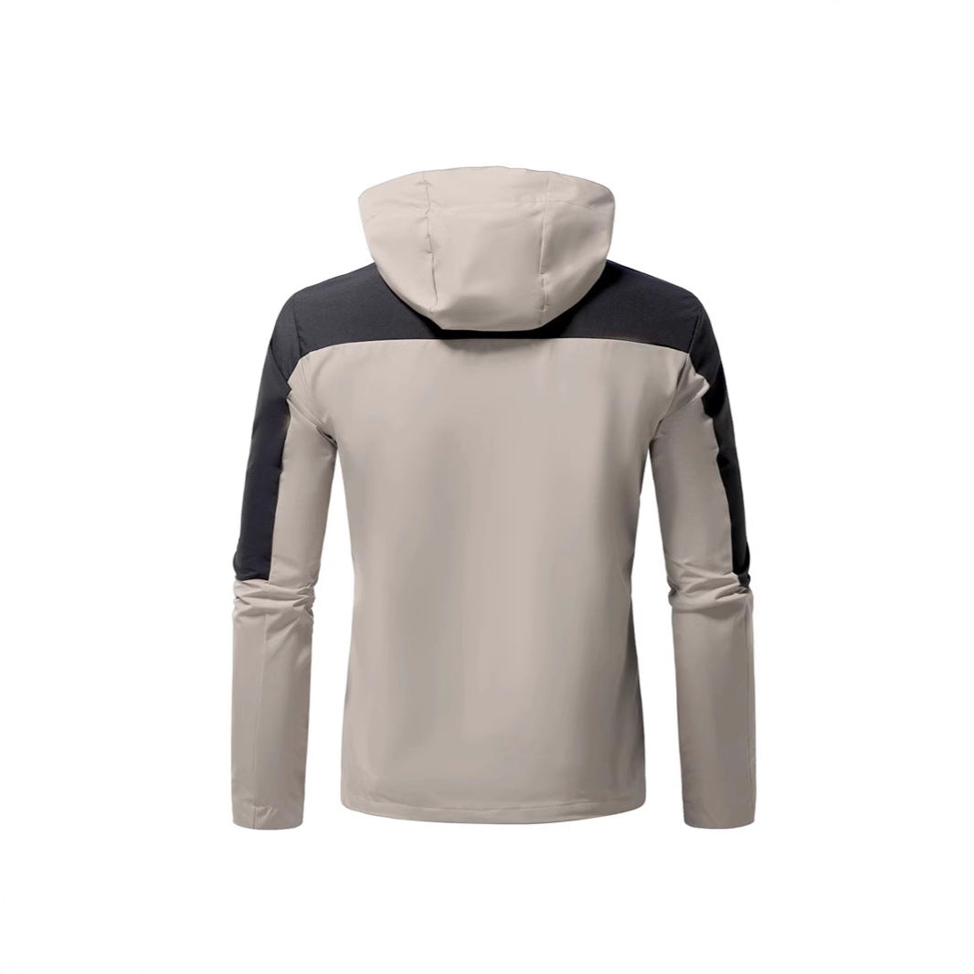 Herren Windbreaker Jacke mit verstellbarem Kapuzenkragen und seitlichen Taschen Echoarchiv