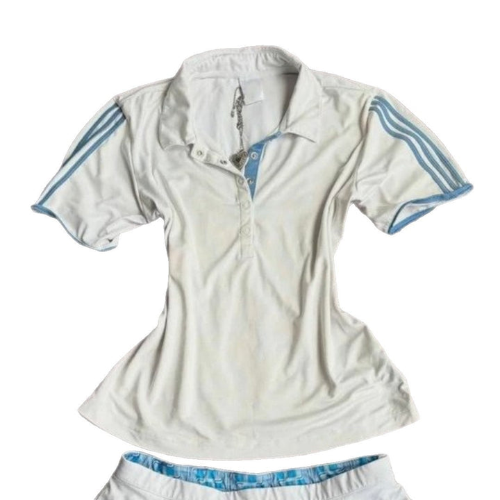 Damen Sportliches Polo-Shirt mit gestreiftem Kragen Echo Archiv