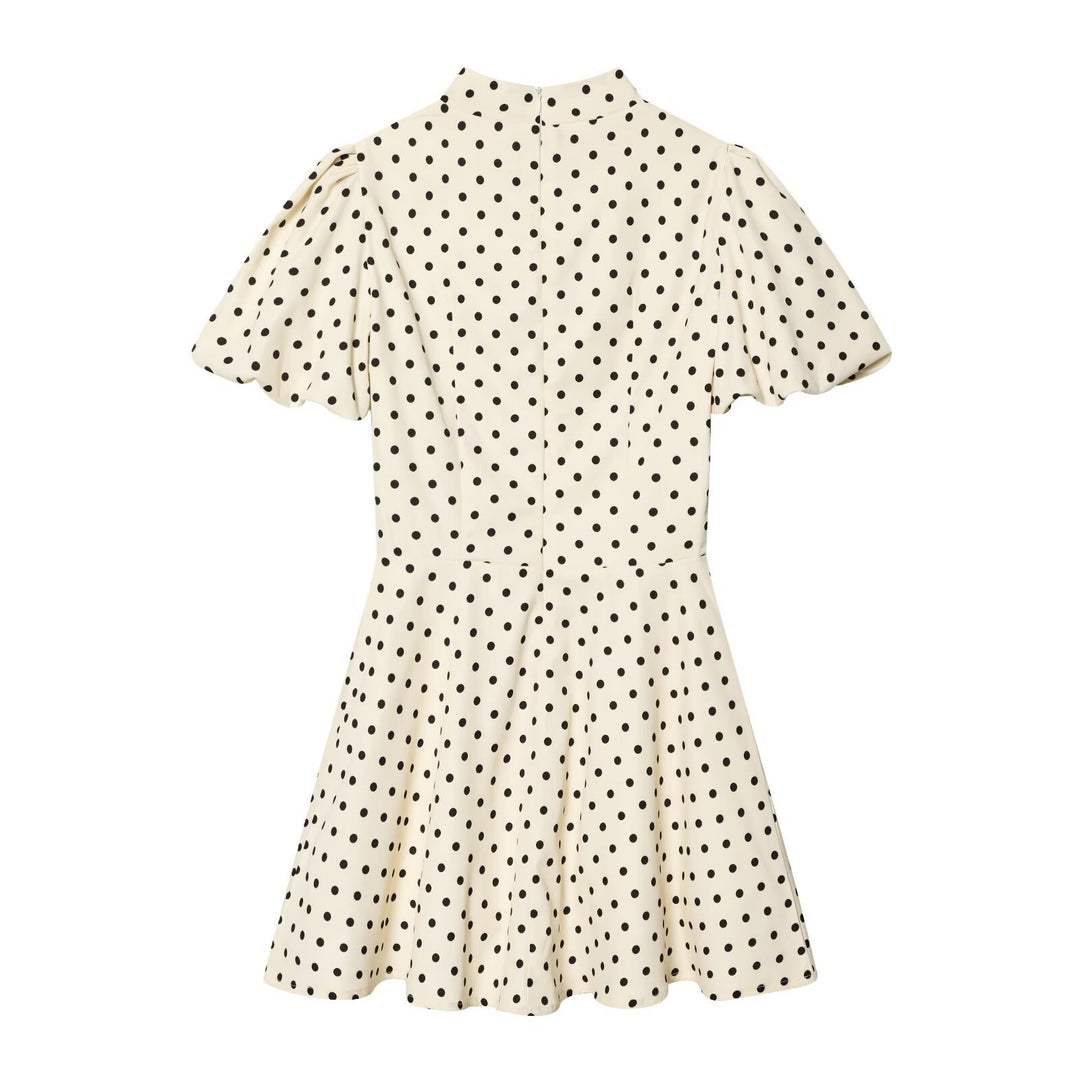Damen A-Linien Kleid mit hochgeschlossenem Kragen und voluminösen Ärmeln Echo Archiv