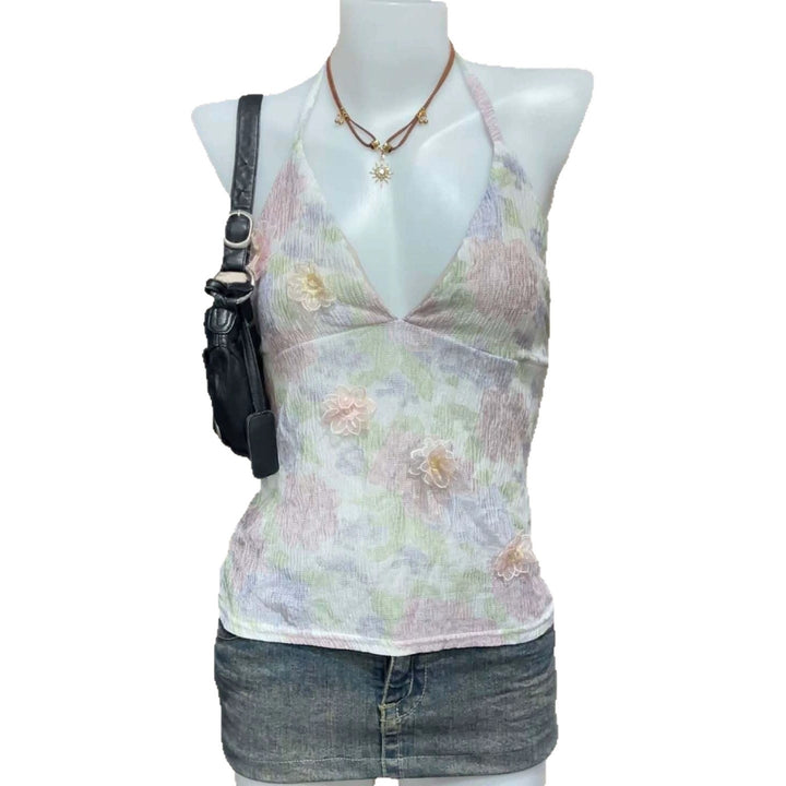 Damen Blühendes Sommer-Top mit elegantem V-Ausschnitt und feinen Rüschendetails Echo Archiv