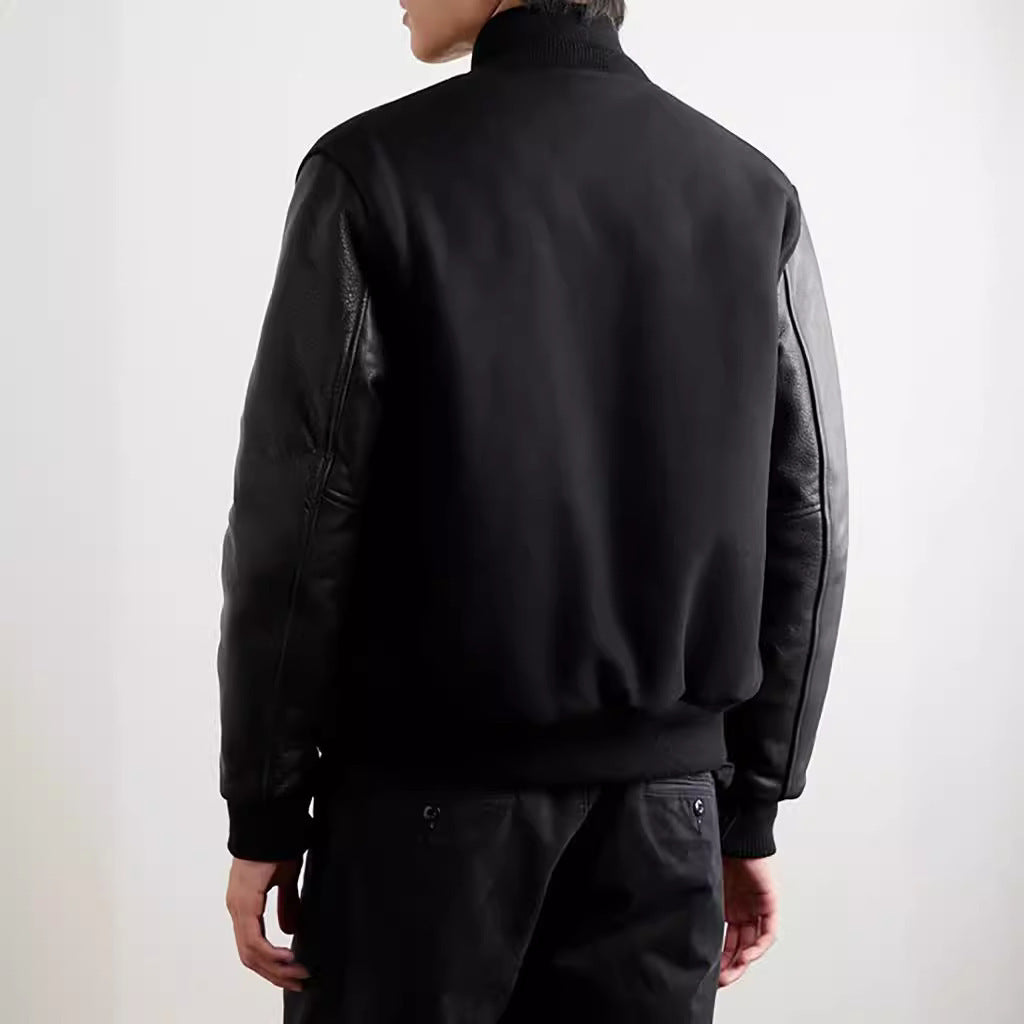 Herren stylische Collegejacke mit Lederärmeln Echoarchiv