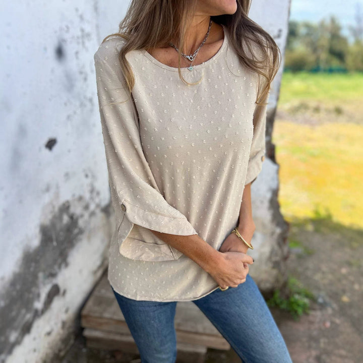 Damen Bluse mit Strukturpunktmuster und dreiviertel Ärmel Echo Archiv