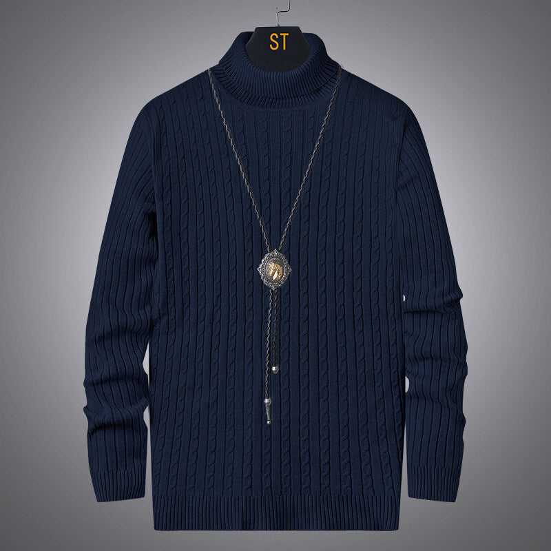 Herren Rollkragenpullover mit strukturiertem Zopfmuster Echoarchiv