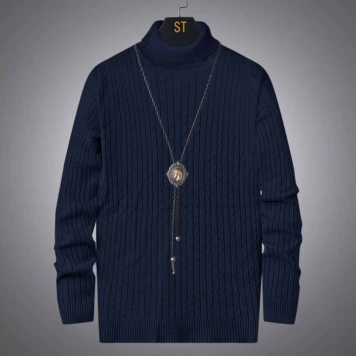 Herren Rollkragenpullover mit strukturiertem Zopfmuster Echoarchiv