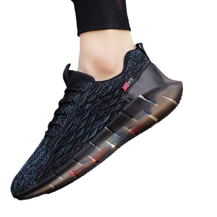 Unisex atmungsaktive Strick-Laufsneaker mit transparenter Wellenlaufsohle und gepolstertem Sockeneinstieg – Tavélo