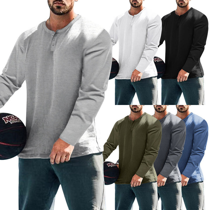 Herren Langärmliges T-Shirt mit Knopfleiste Echoarchiv