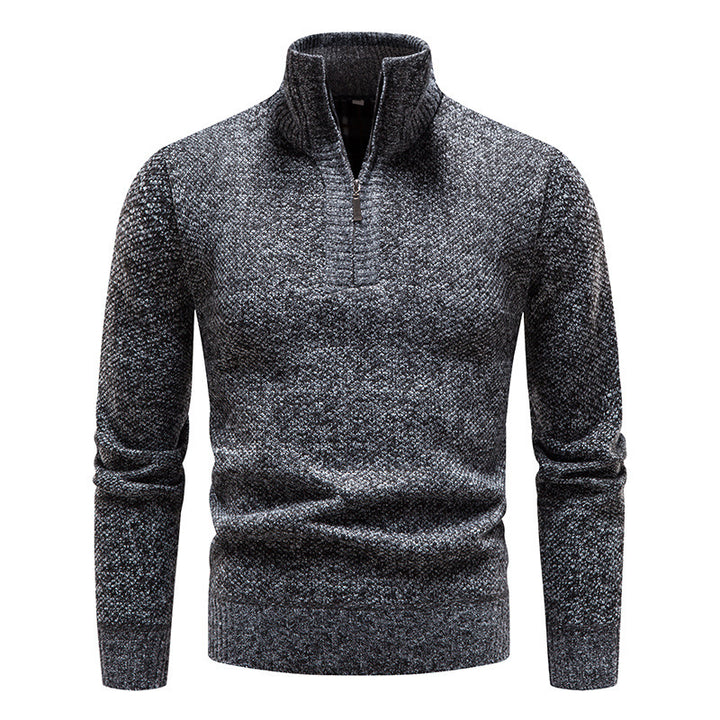 Herren Sportlicher Strickpullover mit halbem Reißverschluss und strukturiertem Design Echoarchiv