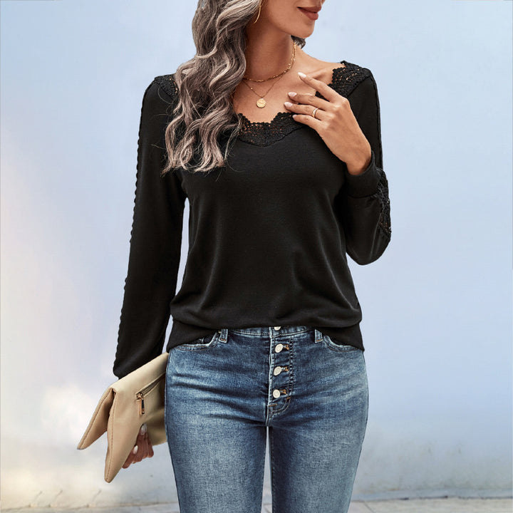 Damen Elegantes Strickoberteil mit Spitzenakzenten Echo Archiv