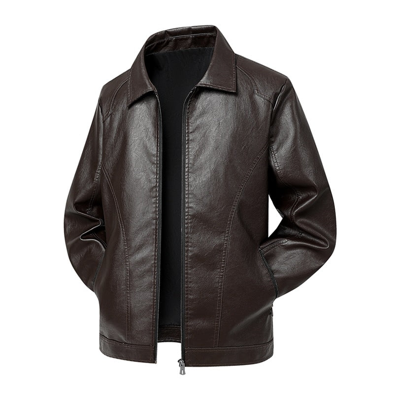 Herren Kunstleder-Übergangsjacke mit Hemdkragen, verdecktem Reißverschluss & Eingrifftaschen Echoarchiv