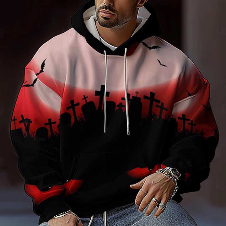 Herren Kapuzensweater mit kreativen Halloween-Motiv und lockerer Passform Echoarchiv