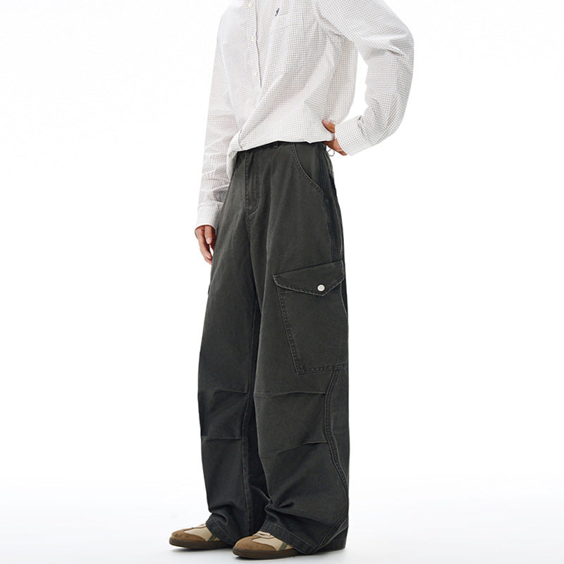 Herren Weite Canvas-Cargohose im Baggy-Schnitt mit extra weitem Bein, Knieabnähern und aufgesetzter Seitentasche Echo Archiv