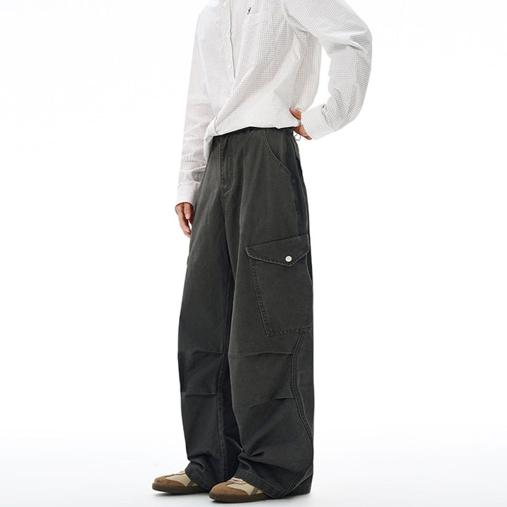 Herren Weite Canvas-Cargohose im Baggy-Schnitt mit extra weitem Bein, Knieabnähern und aufgesetzter Seitentasche Echo Archiv