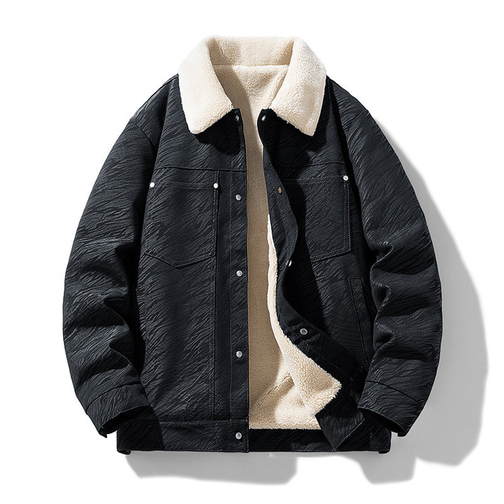 Herren Lässige Kunstlederjacke mit Teddyfutter Echo Archiv