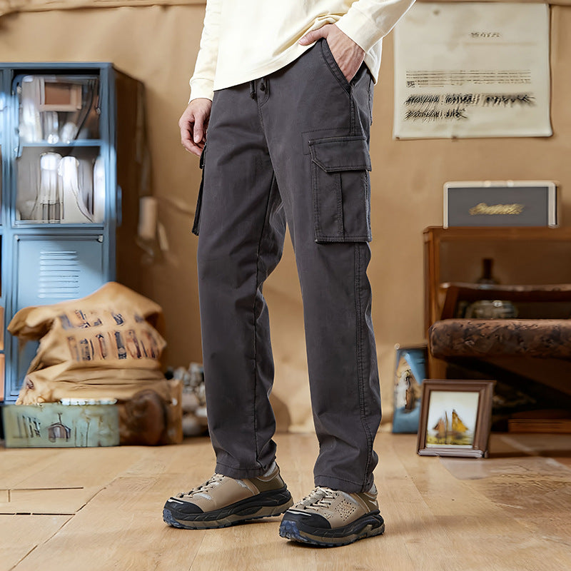 Herren Slim-Fit Utility-Cargohose mit elastischem Bund, Kordelzug und integrierter Webgürtel Echo Archiv