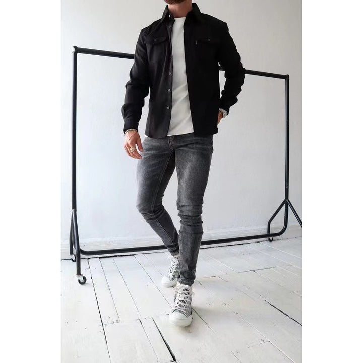 Herren Hemdjacke mit Brusttaschen und taillierter Passform – Taviero