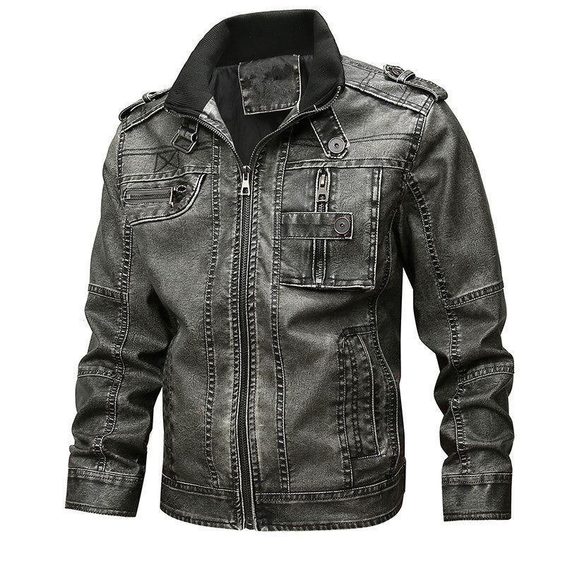 Herren robuste Kunstlederjacke im Military-Stil Echoarchiv