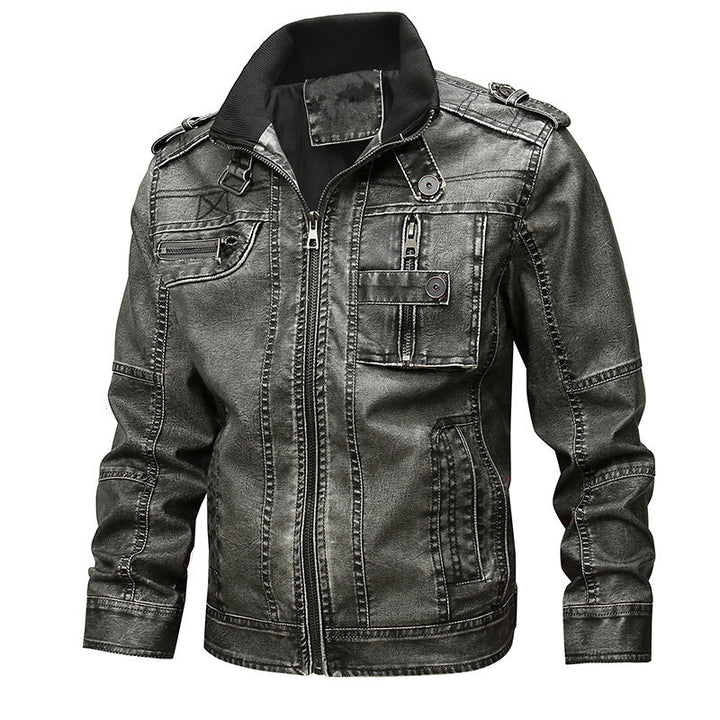 Herren robuste Kunstlederjacke im Military-Stil Echoarchiv