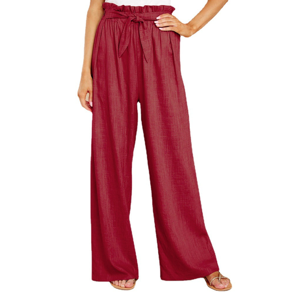 Damen nan Leinenhose mit Paperbag-Bund und weitem Bein Echo Archiv