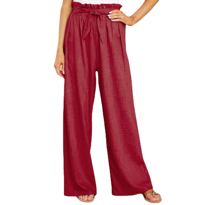 Damen nan Leinenhose mit Paperbag-Bund und weitem Bein Echo Archiv