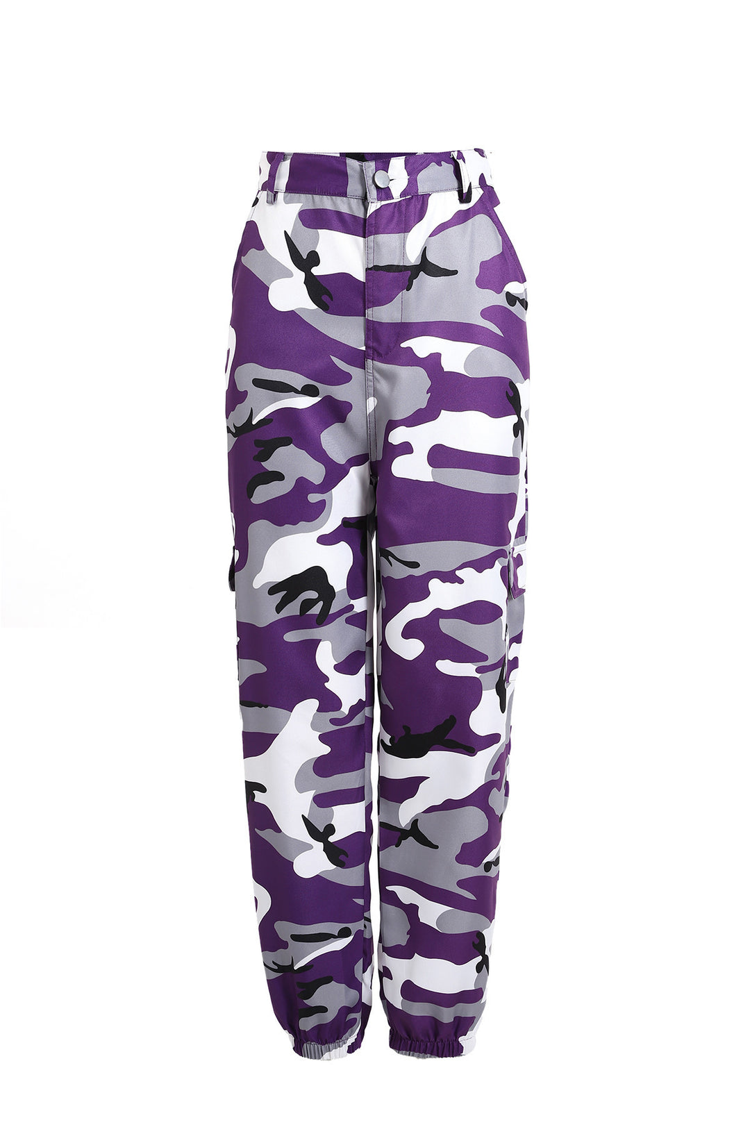 Damen Cargohose mit Camouflage‑Print, elastischem Bund und Beinbündchen Echoarchiv