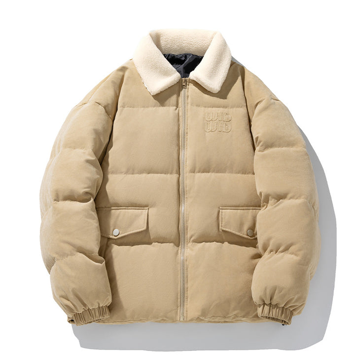 Unisex Wattierte Cord-Optik-Steppjacke mit Teddykragen und aufgesetzten Pattentaschen Echo Archiv