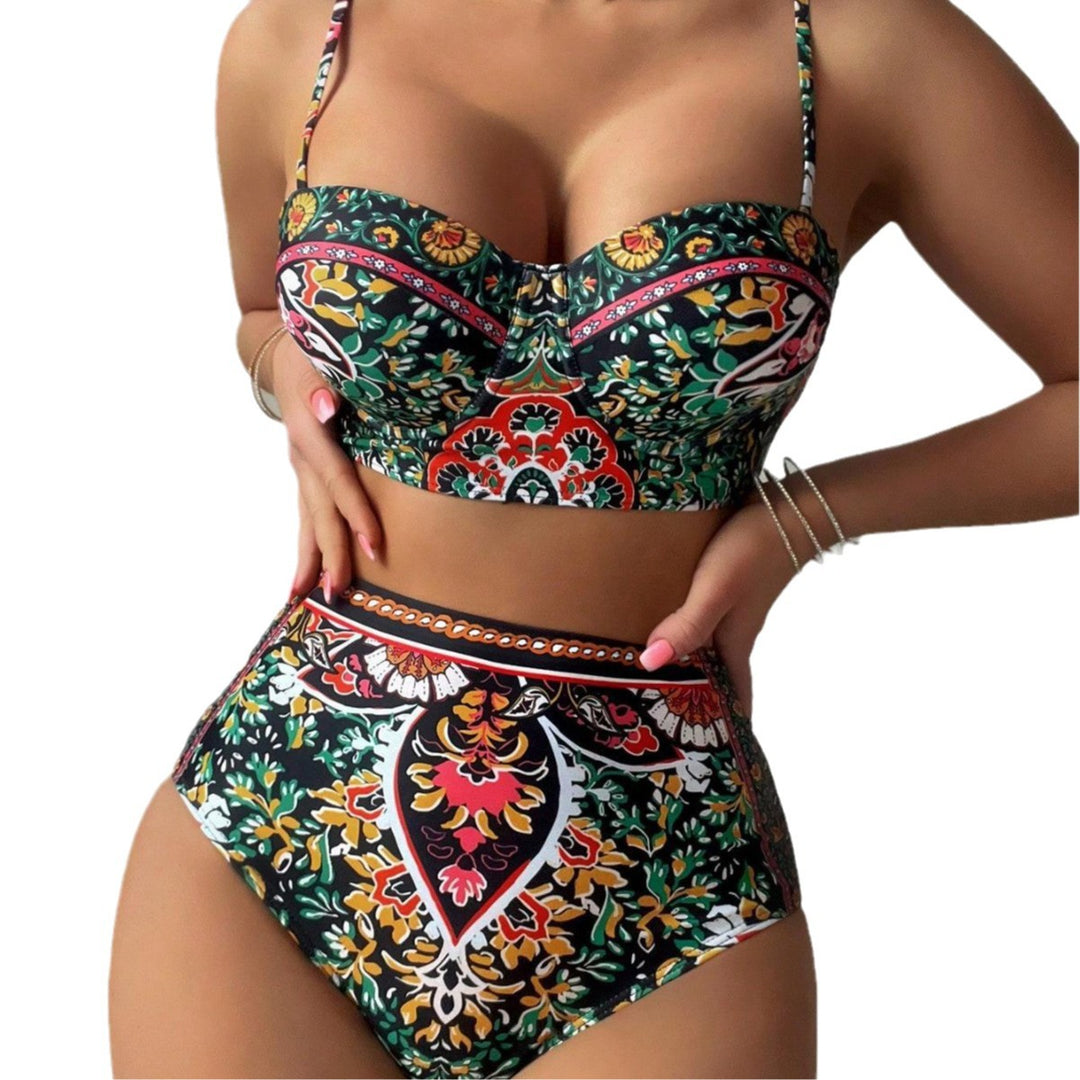 Damen Hochtailliertes Bikini-Set mit floralem Design Echo Archiv