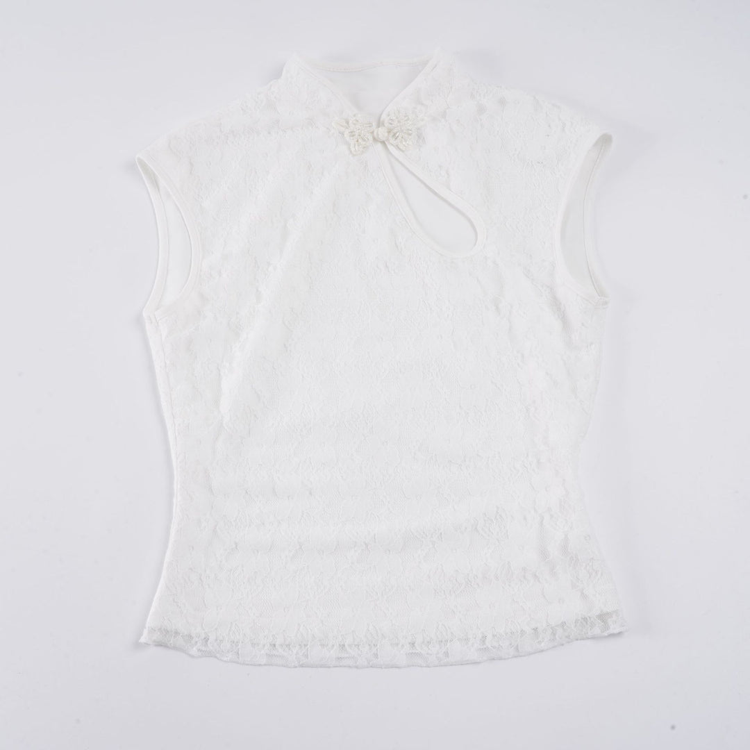 Damen Crop-Top mit floralem Spitzenmuster und raffiniertem Halterneck Echo Archiv