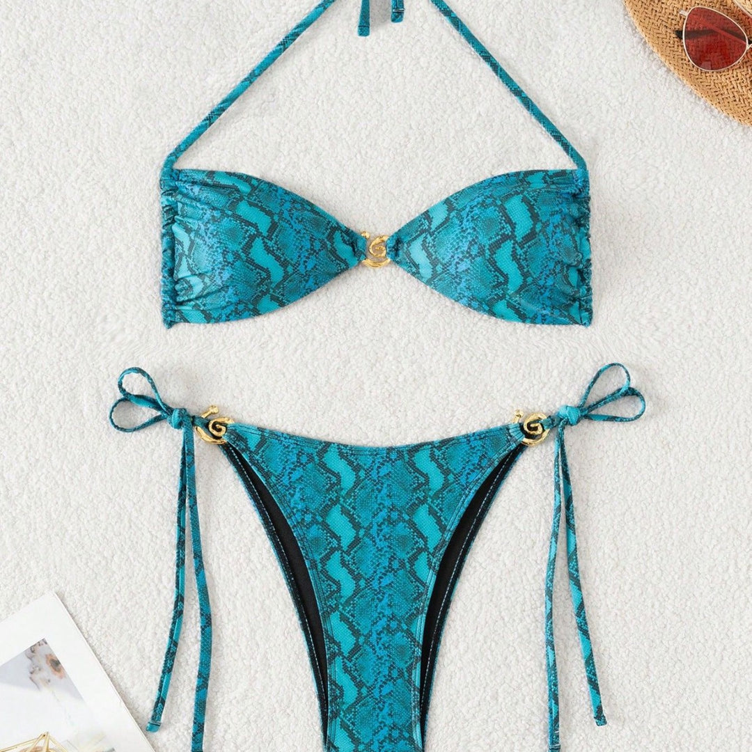 Damen Triangel-Bikini mit floralem Motiv und verstellbaren Trägern Echo Archiv