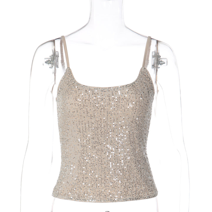 Damen Glitzerndes Spaghetti-Top mit schmalen Trägern Echo Archiv
