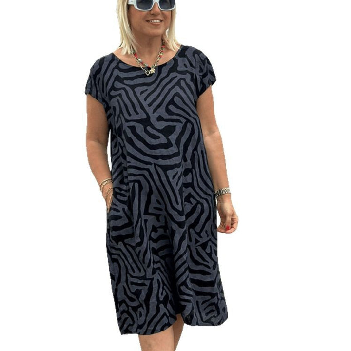 Damen nan knielanges A-Linien-Midikleid mit strukturierter Jacquardoptik und Rundhalsausschnitt Echo Archiv