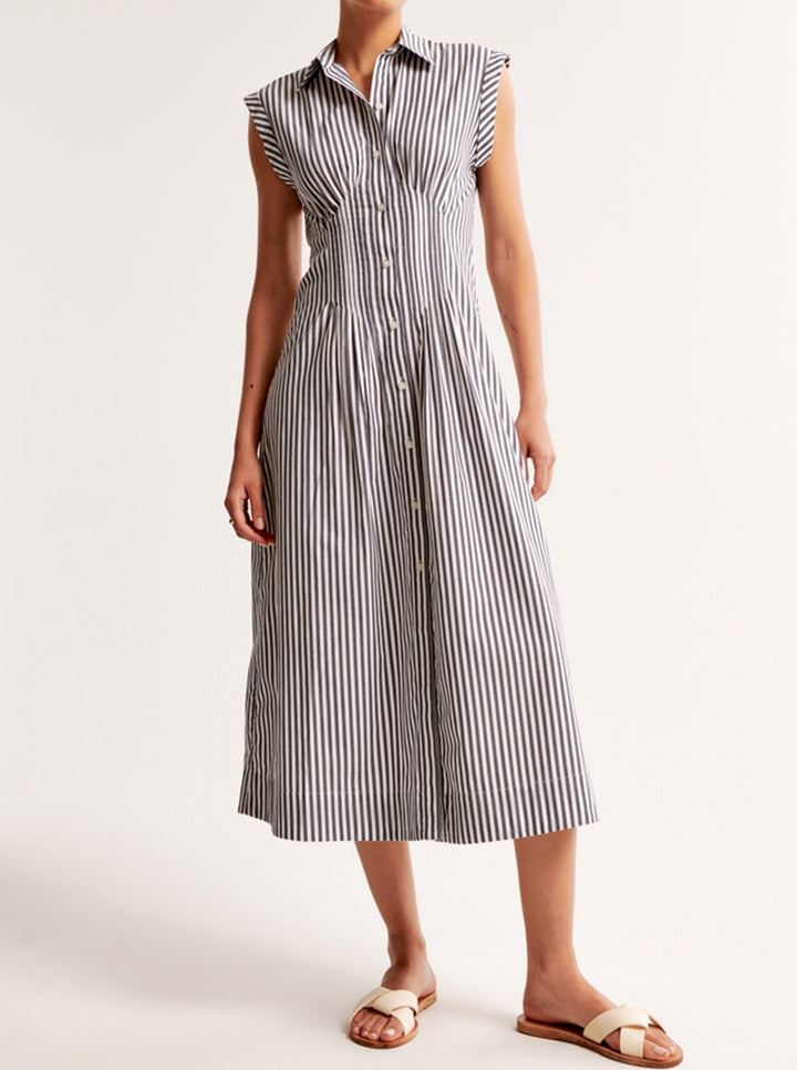 Damen Maxikleid mit Schulterklappen und klassischem Knopfverschluss Echo Archiv