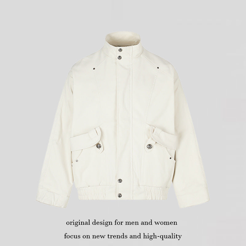 Damen Leichte Oversize-Fieldjacke mit Stehkragen, Druckknopfleiste und aufgesetzten Klappentaschen Echoarchiv