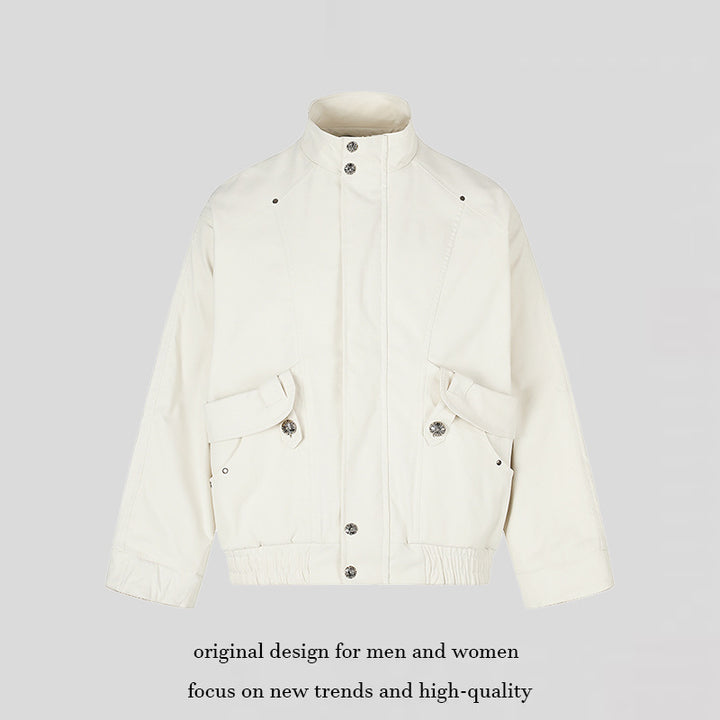 Damen Leichte Oversize-Fieldjacke mit Stehkragen, Druckknopfleiste und aufgesetzten Klappentaschen Echoarchiv