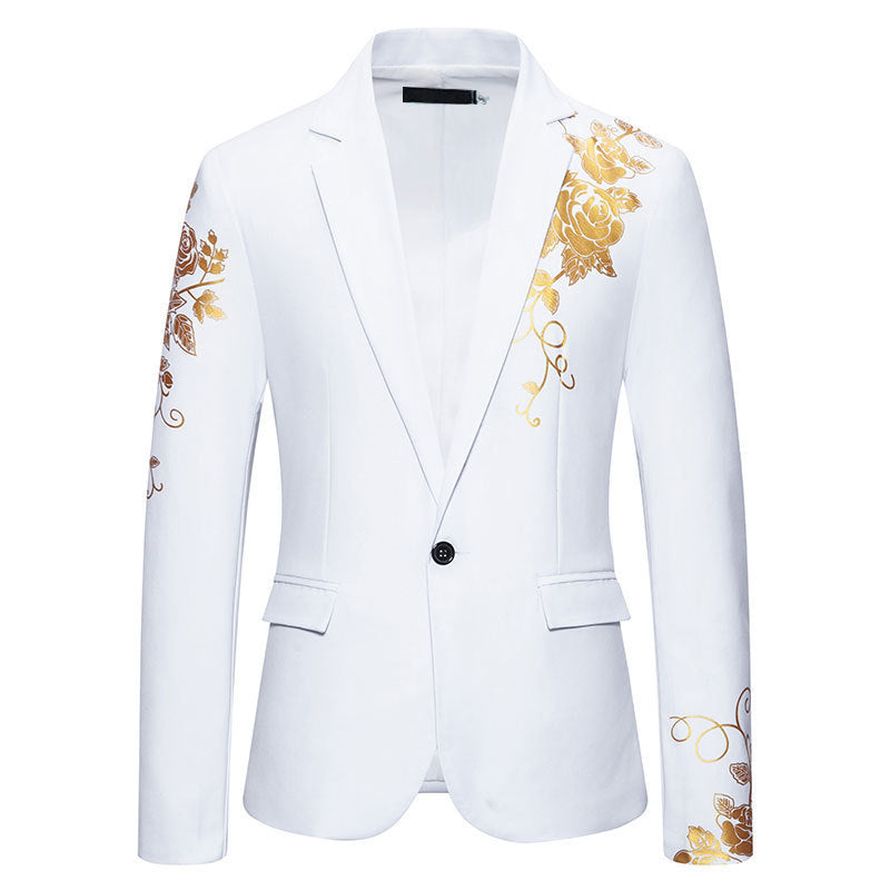Herren eleganter Blazer mit floralem Stickdesign und feinen Details Echoarchiv