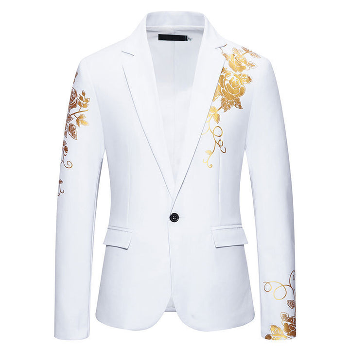 Herren eleganter Blazer mit floralem Stickdesign und feinen Details Echoarchiv