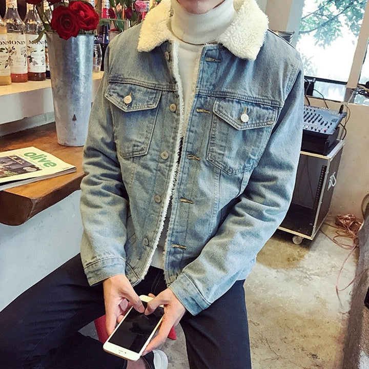 Herren Modische Denimjacke mit Fleecefutter Echoarchiv